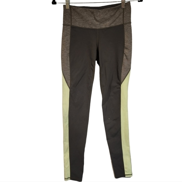 Athleta Colorblock Revelation Tights Leggings Green‎ Grey Workout Leggings sz Sm - Picture 1 of 14